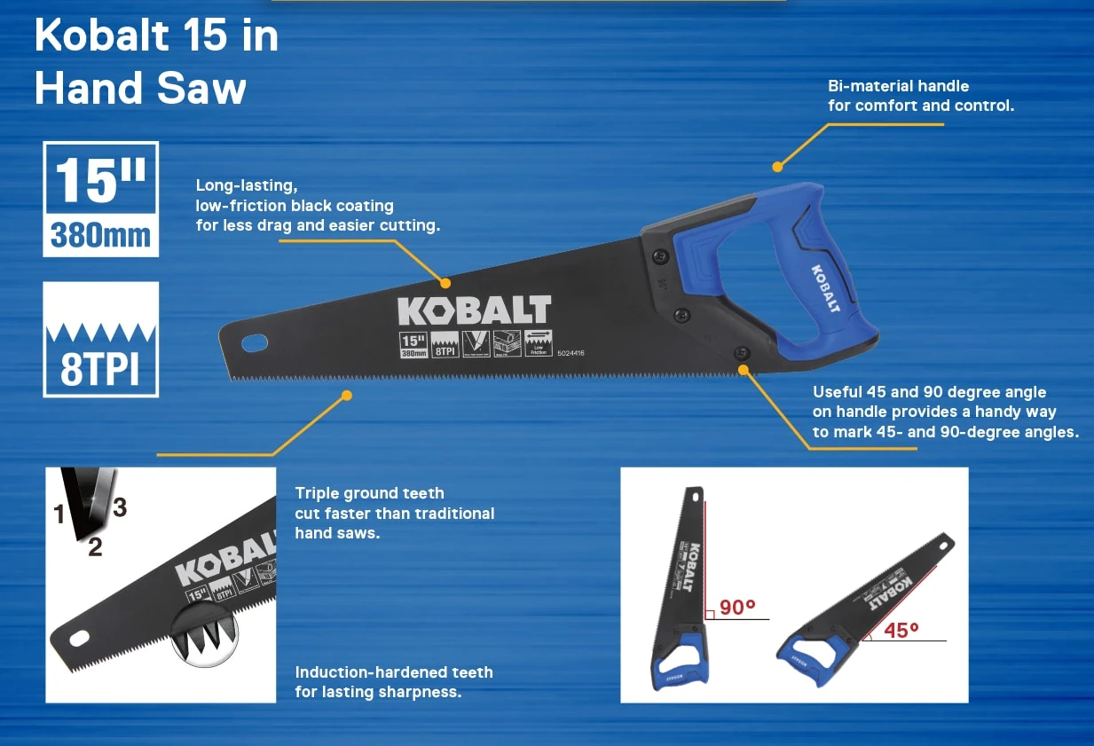 Kobalt 15-in Coarse Cut Hand Saw 3 Kobalt 15-in Coarse Cut Hand Saw - Image 3
