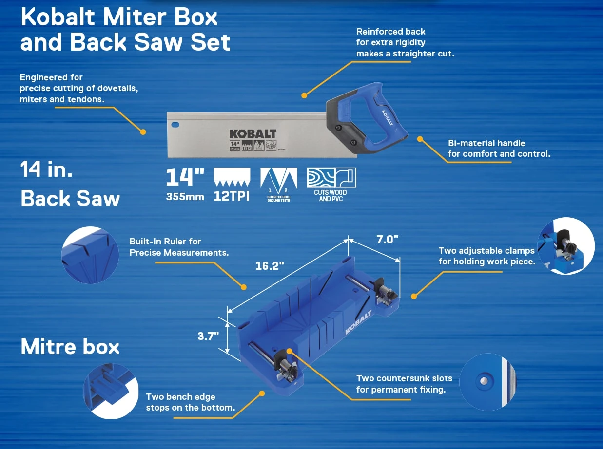 Kobalt Miter Box Included 14-in Fine Finish Cut Back Saw 2 Kobalt Miter Box Included 14-in Fine Finish Cut Back Saw - Image 2