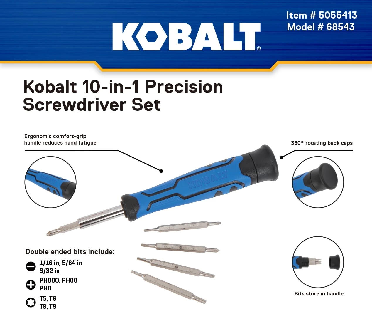 Kobalt 10-in-1 Precision 5 -Piece 2-in Multi-Bit Combination Tip Screwdriver Set 6 Kobalt 10-in-1 Precision 5 -Piece 2-in Multi-Bit Combination Tip Screwdriver Set - Image 6