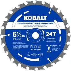 Kobalt 6-1/2-in 24 -Tooth Rough Finish Tungsten Carbide-tipped Steel Circular Saw Blade Individual