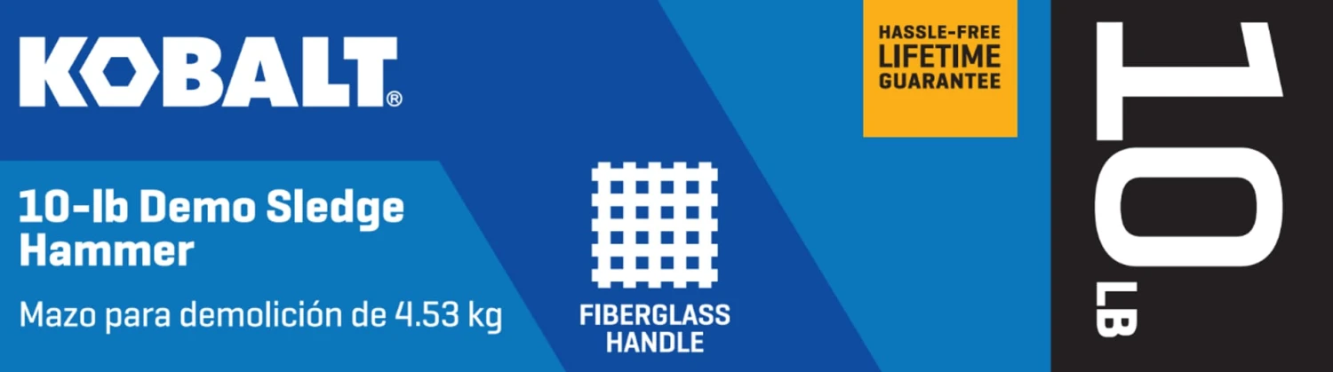Kobalt 10 -lb Steel Head Fiberglass Handle Demolition Sledge Hammer 7 Kobalt 10 -lb Steel Head Fiberglass Handle Demolition Sledge Hammer - Image 7