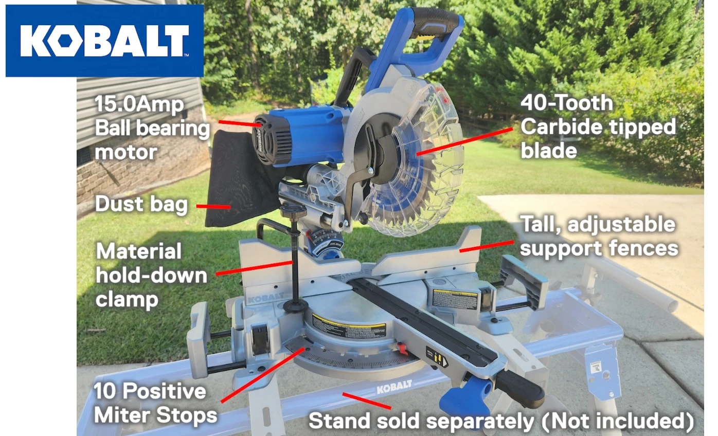 Kobalt Compact 10-in 15-Amp Dual Bevel Sliding Compound Corded Miter Saw 12 Kobalt Compact 10-in 15-Amp Dual Bevel Sliding Compound Corded Miter Saw - Image 12