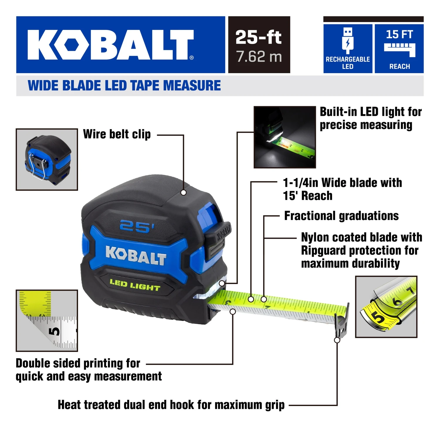 Kobalt LED 25-ft Tape Measure 10 Kobalt LED 25-ft Tape Measure - Image 10