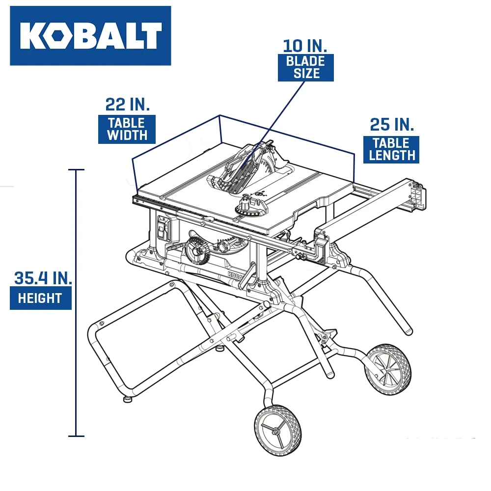 Kobalt 10-in 15 -Amp 120 -Volt Portable Jobsite Table Saw With Gravity Rise Stand 3 Kobalt 10-in 15 -Amp 120 -Volt Portable Jobsite Table Saw With Gravity Rise Stand - Image 3