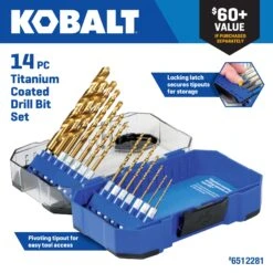 Kobalt 14 -Piece X Titanium Coated HSS Jobber Length Twist Drill Bit Set