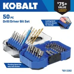 Kobalt 50 -Piece X Titanium Coated HSS Jobber Length Twist Drill Bit Set